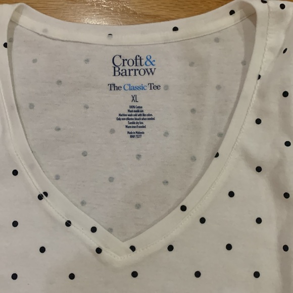 Croft & Barrow the classic tee white with black polka dots Sz XL New - Picture 3 of 5